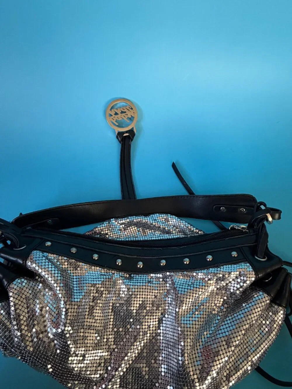 Baby Phat Y2K Silver Aluminum Metal Mesh Crescent Hobo Bag Vintage Y2K